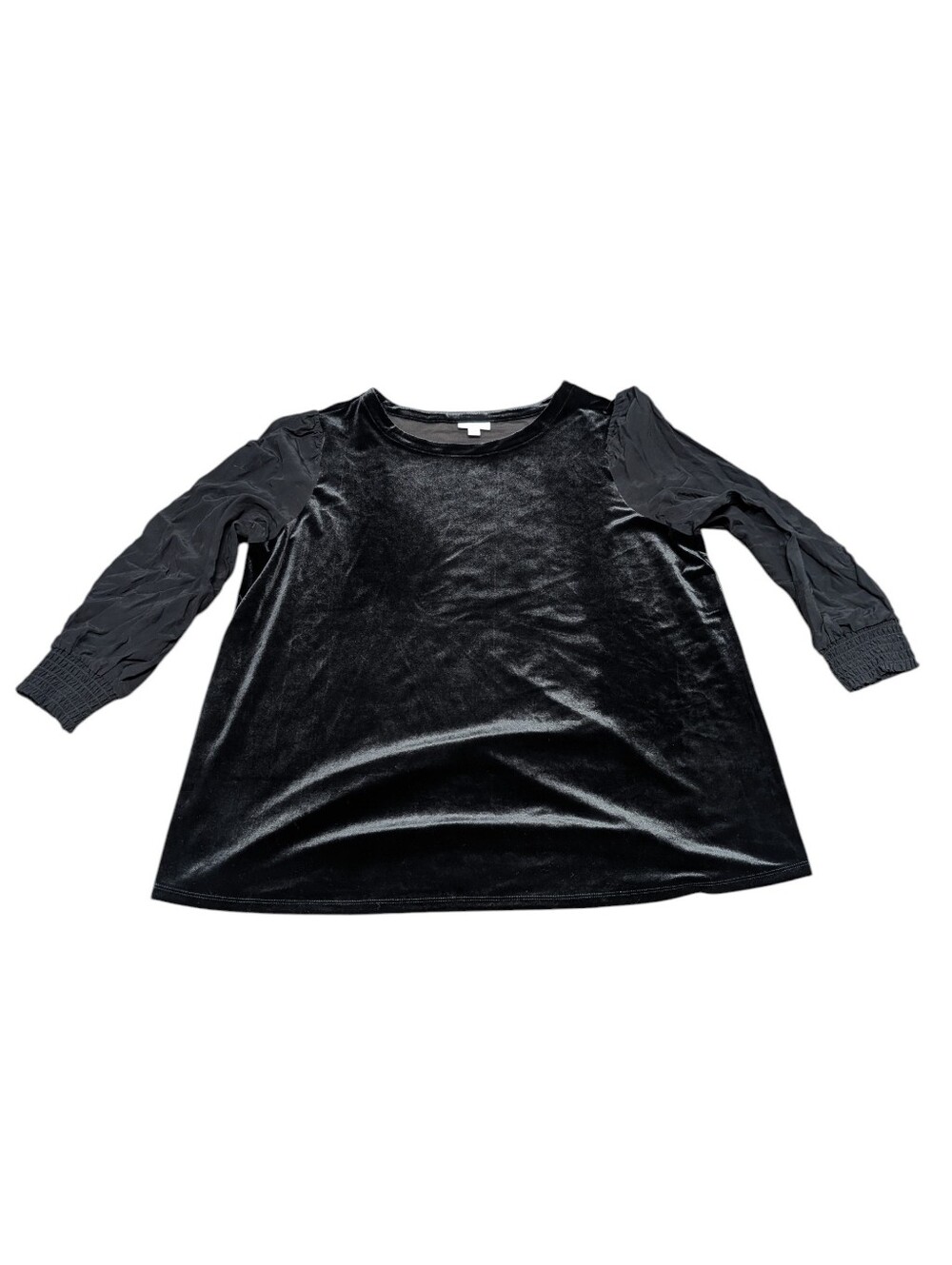 J. Jill Black Velvet Puff-Sleeve Women's Top (XL)